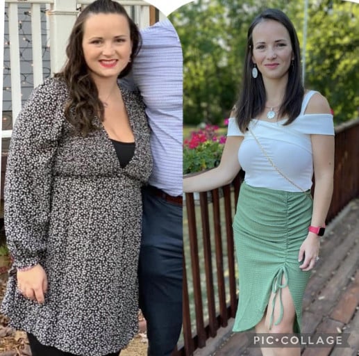 A picture of a 5'4" female showing a weight loss from 190 pounds to 126 pounds. A respectable loss of 64 pounds.