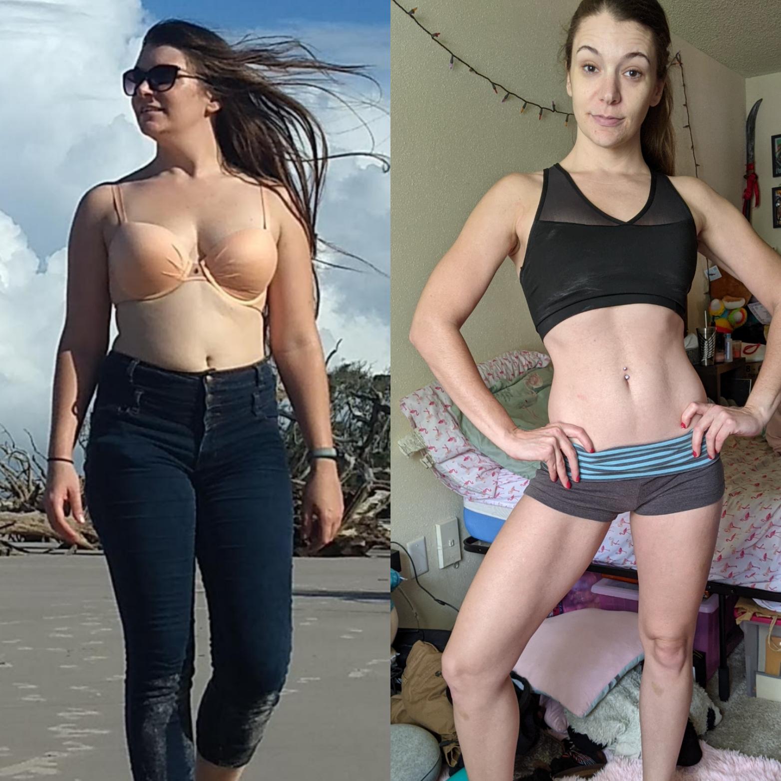 Before and After 30 lbs Fat Loss 5 feet 4 Female 152 lbs to 122 lbs