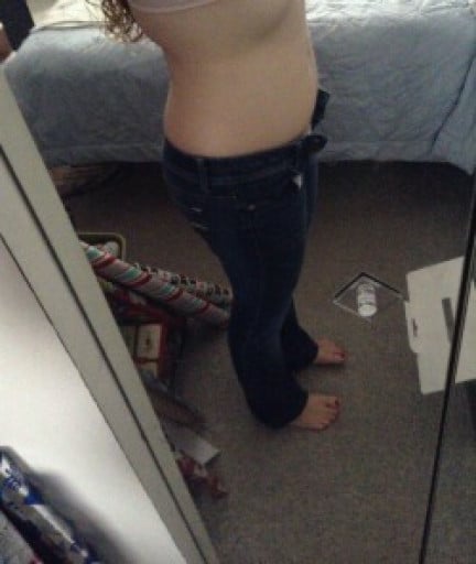 A progress pic of a 5'3" woman showing a weight cut from 165 pounds to 138 pounds. A respectable loss of 27 pounds.