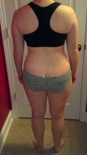 A photo of a 5'4" woman showing a snapshot of 148 pounds at a height of 5'4