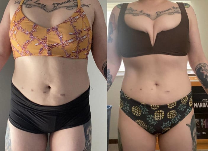 5 foot 2 Female 17 lbs Fat Loss Before and After 155 lbs to 138 lbs