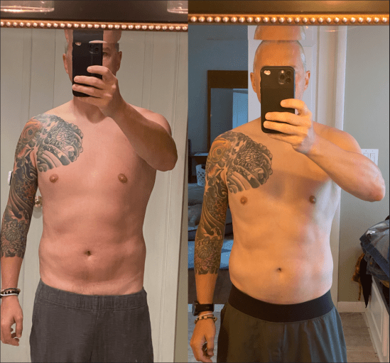 Progress Pics of 25 lbs Weight Loss 6 foot Male 206 lbs to 181 lbs
