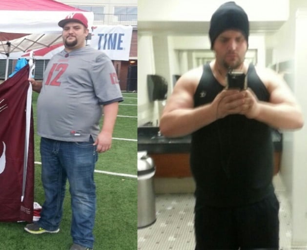 A picture of a 6'6" male showing a weight loss from 415 pounds to 355 pounds. A respectable loss of 60 pounds.