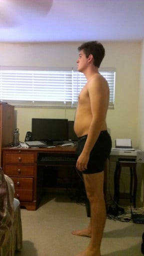 A before and after photo of a 6'0" male showing a snapshot of 206 pounds at a height of 6'0