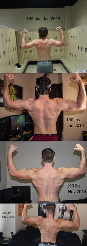 53 lbs Muscle Gain Before and After 5 foot 11 Male 133 lbs to 186 lbs