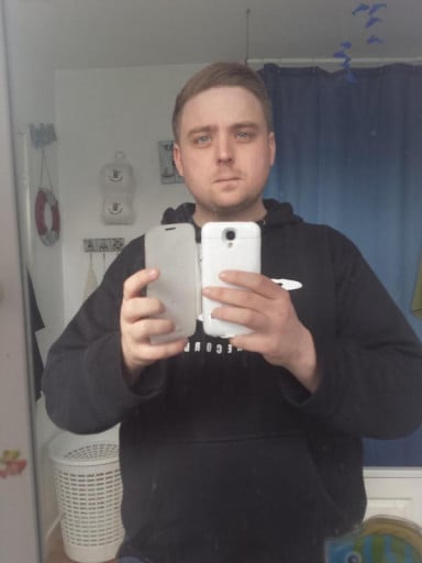 A progress pic of a 5'11" man showing a weight reduction from 270 pounds to 238 pounds. A respectable loss of 32 pounds.