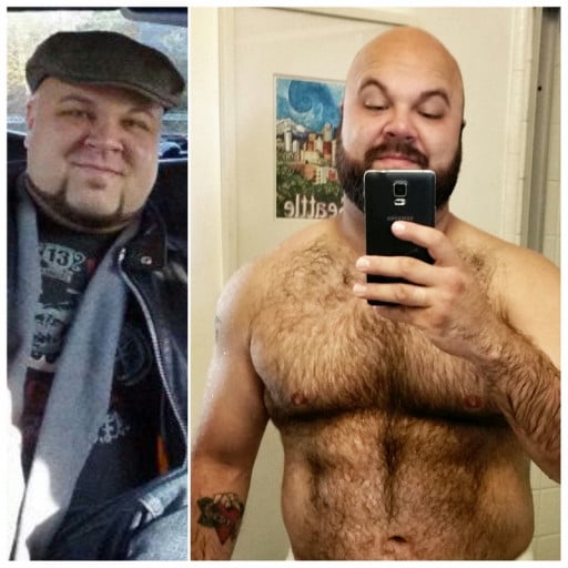 A before and after photo of a 5'11" male showing a weight reduction from 260 pounds to 245 pounds. A respectable loss of 15 pounds.