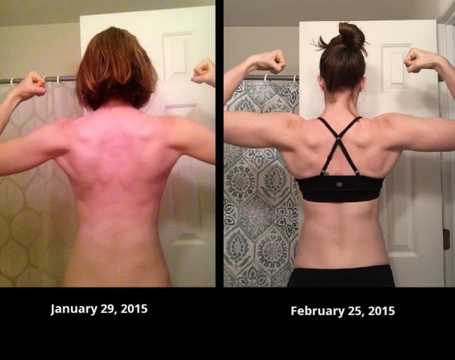 25 lbs Muscle Gain Before and After 6 feet 1 Female 145 lbs to 170 lbs