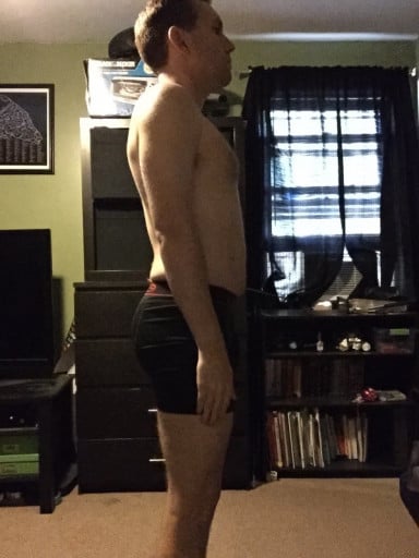 A picture of a 5'8" male showing a snapshot of 155 pounds at a height of 5'8