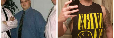 110 lbs Fat Loss Before and After 6 foot Male 300 lbs to 190 lbs