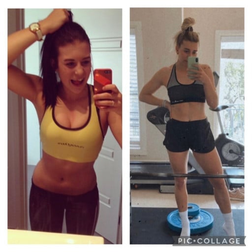 10 lbs Fat Loss Before and After 5'7 Female 140 lbs to 130 lbs
