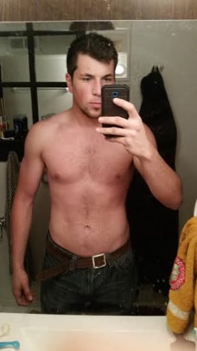 A picture of a 6'0" male showing a fat loss from 246 pounds to 205 pounds. A net loss of 41 pounds.