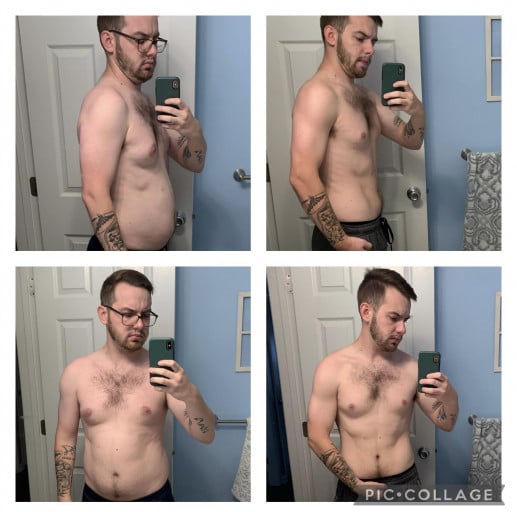 A picture of a 5'9" male showing a weight loss from 180 pounds to 158 pounds. A respectable loss of 22 pounds.