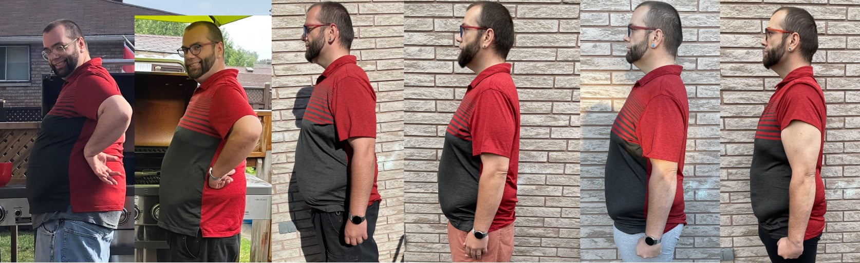 5 feet 10 Male Before and After 80 lbs Weight Loss 299 lbs to 219 lbs