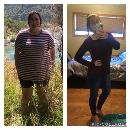 90 lbs Weight Loss Before and After 5'1 Female 225 lbs to 135 lbs
