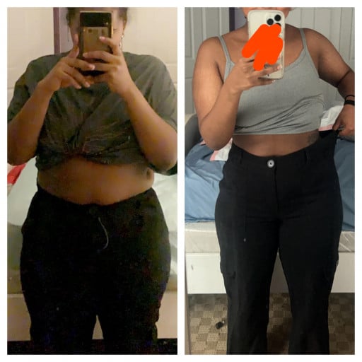 Progress Pics of 20 lbs Fat Loss 5'3 Female 185 lbs to 165 lbs