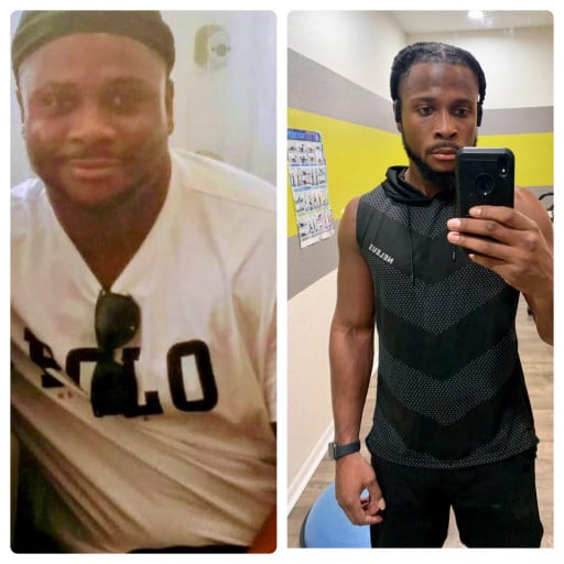 Before and After 55 lbs Weight Loss 6 foot Male 245 lbs to 190 lbs