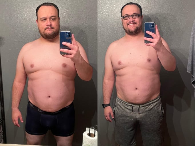 A picture of a 6'2" male showing a weight loss from 294 pounds to 284 pounds. A respectable loss of 10 pounds.