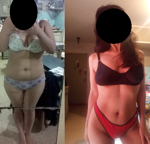 Before and After 45 lbs Weight Loss 5 foot 2 Female 165 lbs to 120 lbs