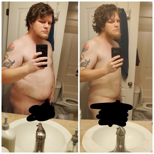 61 lbs Fat Loss Before and After 6 feet 3 Male 284 lbs to 223 lbs