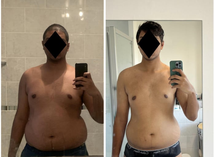 46 lbs Weight Loss Before and After 6 foot Male 242 lbs to 196 lbs