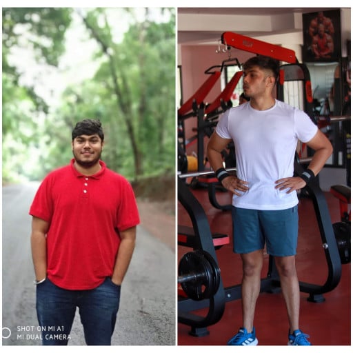 6 foot Male Before and After 80 lbs Weight Loss 265 lbs to 185 lbs