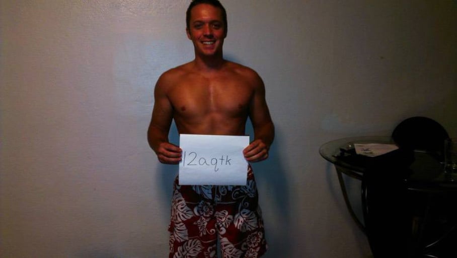 A picture of a 6'1" male showing a snapshot of 187 pounds at a height of 6'1