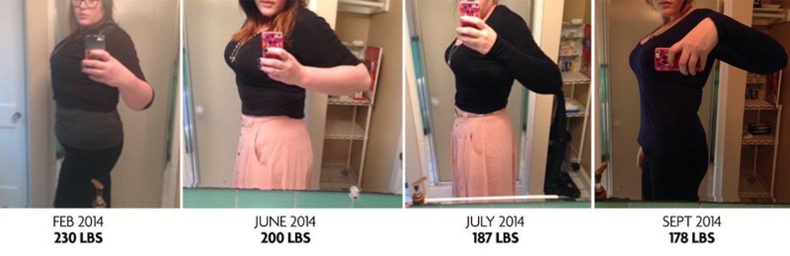 A picture of a 5'11" female showing a fat loss from 250 pounds to 178 pounds. A net loss of 72 pounds.