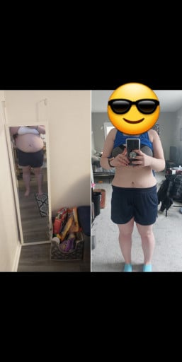 Progress Pics of 74 lbs Weight Loss 5 feet 5 Female 260 lbs to 186 lbs