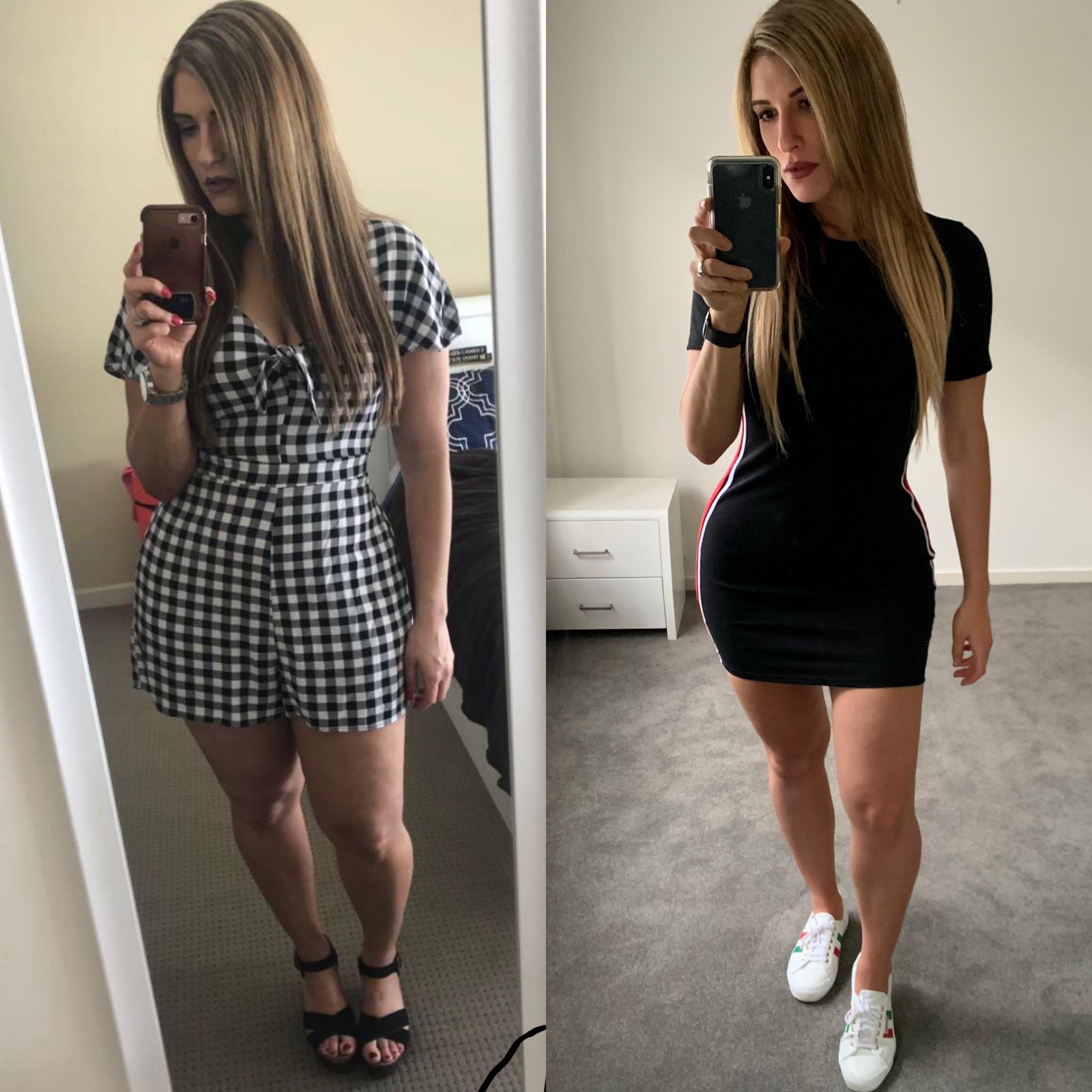 5'7 Female Before and After 32 lbs Fat Loss 181 lbs to 149 lbs