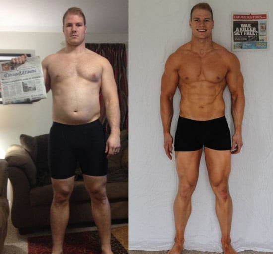 A progress pic of a 6'2" man showing a weight reduction from 244 pounds to 217 pounds. A total loss of 27 pounds.