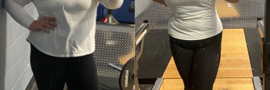 Before and After 44 lbs Fat Loss 5 feet 6 Female 263 lbs to 219 lbs