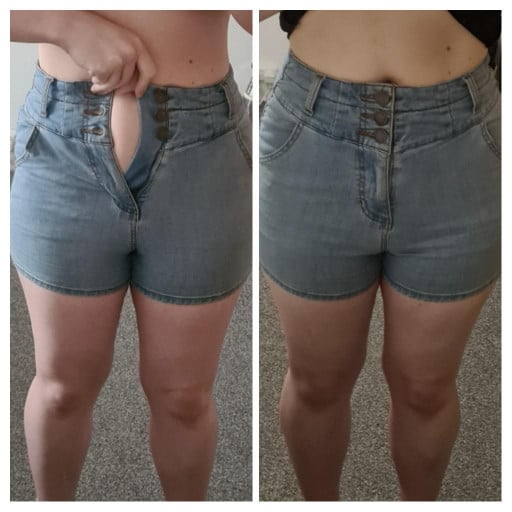 Before and After 7 lbs Fat Loss 5'3 Female 136 lbs to 129 lbs