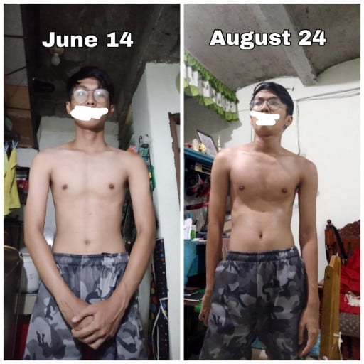 5'8 Male Progress Pics of 9 lbs Muscle Gain 108 lbs to 117 lbs