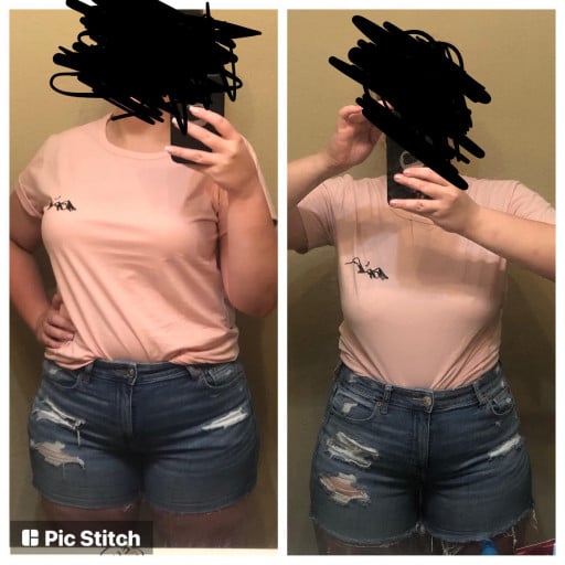 14 lbs Fat Loss Before and After 5'5 Female 195 lbs to 181 lbs