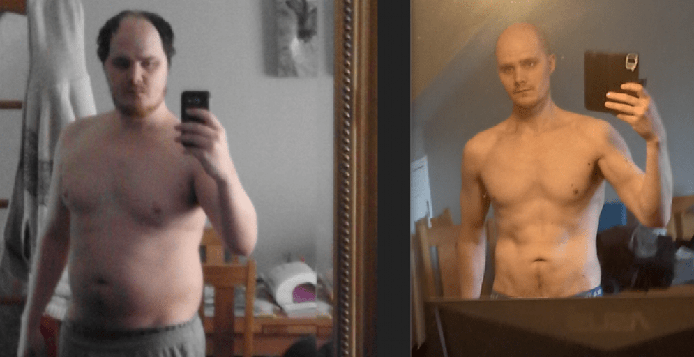 6 feet 1 Male Before and After 107 lbs Weight Loss 273 lbs to 166 lbs