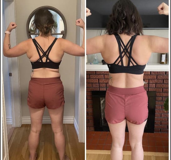 Before and After 7 lbs Weight Loss 5'9 Female 175 lbs to 168 lbs
