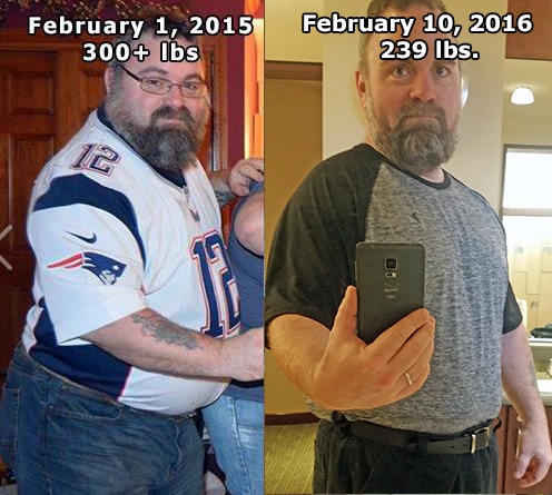 61 lbs Fat Loss 5 foot 8 Male 300 lbs to 239 lbs