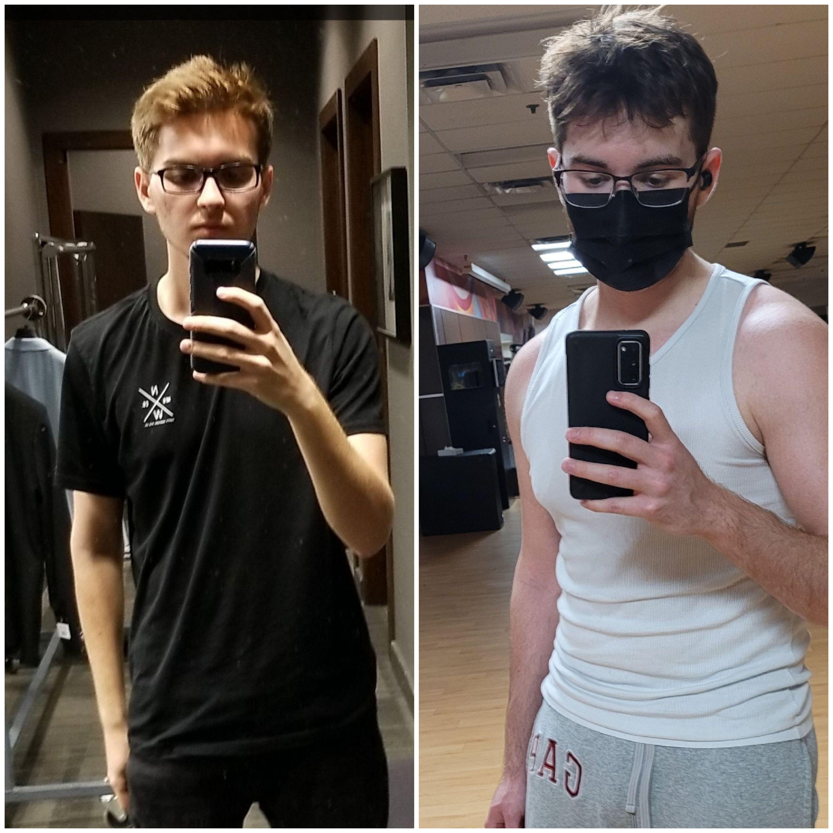 Before and After 25 lbs Weight Gain 5 foot 11 Male 140 lbs to 165 lbs