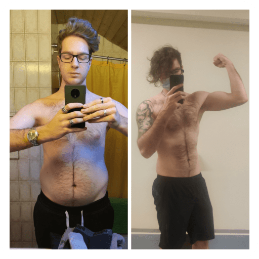 6 foot 1 Male Before and After 40 lbs Weight Loss 209 lbs to 169 lbs