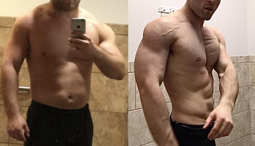 5 feet 9 Male 30 lbs Fat Loss Before and After 210 lbs to 180 lbs