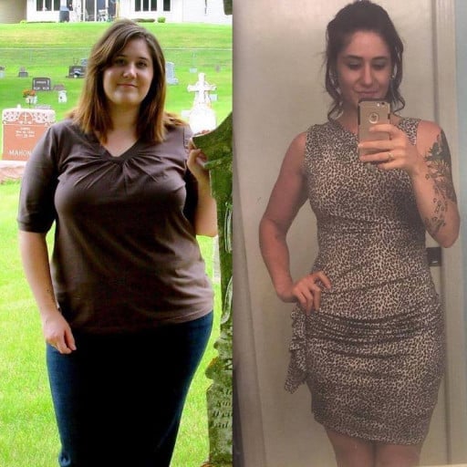 Before and After 160 lbs Weight Loss 5'6 Female 300 lbs to 140 lbs