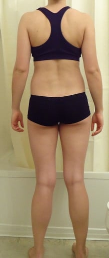 A photo of a 5'7" woman showing a snapshot of 150 pounds at a height of 5'7