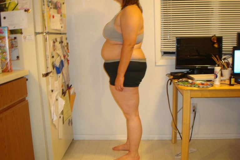 A picture of a 5'6" female showing a snapshot of 242 pounds at a height of 5'6