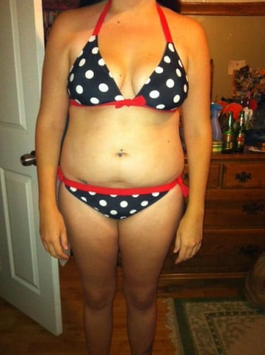 A progress pic of a 5'6" woman showing a snapshot of 156 pounds at a height of 5'6