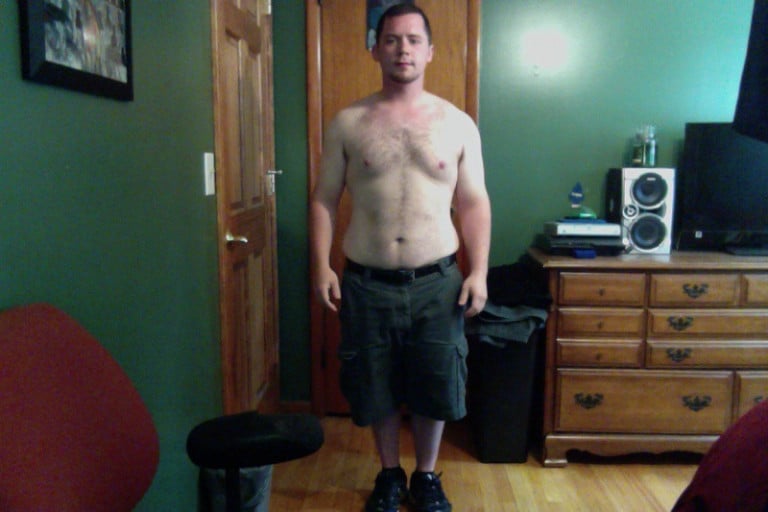A photo of a 5'4" man showing a weight loss from 226 pounds to 176 pounds. A net loss of 50 pounds.