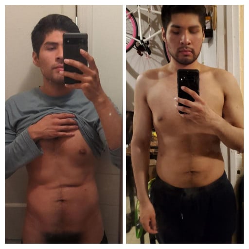 Before and After 55 lbs Fat Loss 5 foot 10 Male 225 lbs to 170 lbs