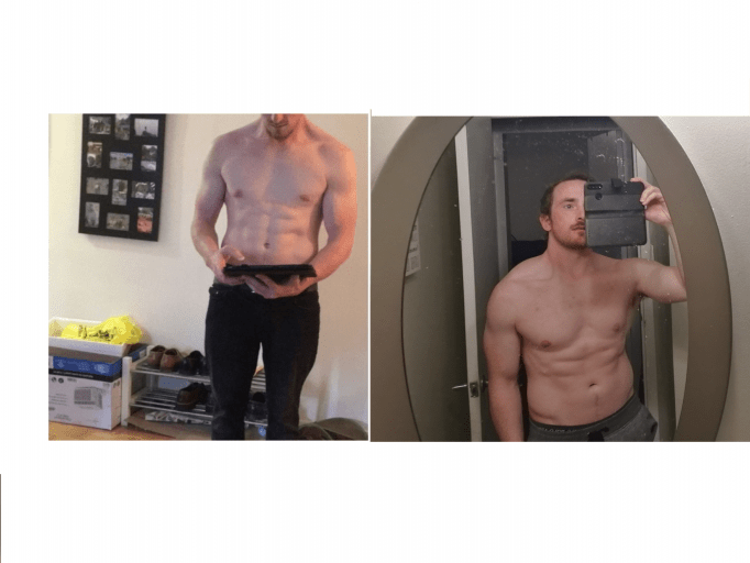 5'8 Male Before and After 30 lbs Muscle Gain 150 lbs to 180 lbs