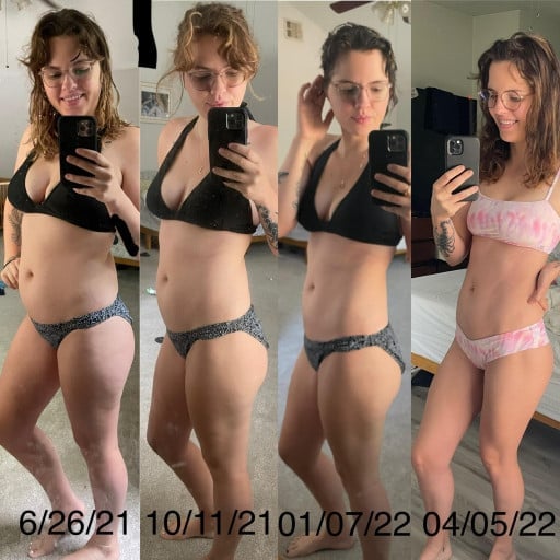 Before and After 23 lbs Weight Loss 5'4 Female 148 lbs to 125 lbs