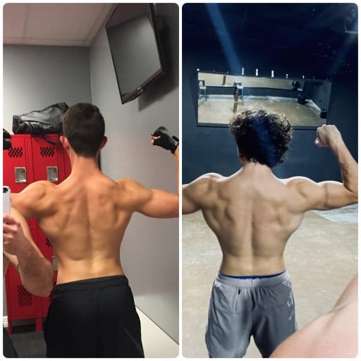 Before and After 20 lbs Weight Gain 5 feet 9 Male 130 lbs to 150 lbs